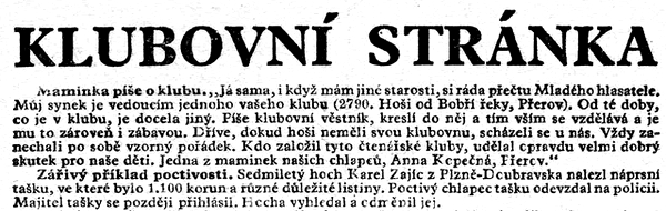 Mlad� hlasatel 6 / 37 - klubovn� str�nka